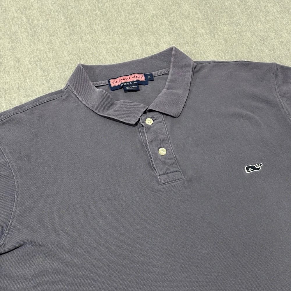 Vineyard Vines Mens XL Pique Polo Shirt Blue Purple Short Sleeve Whale Logo